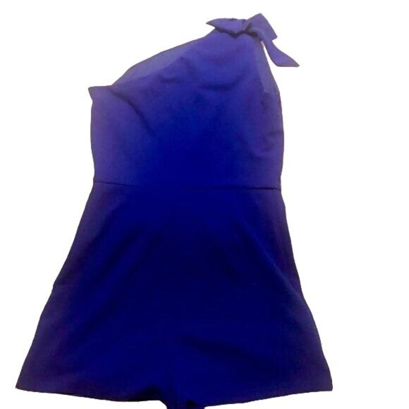 Source Unknown Pants - Women's Bright Blue Asymmetrical Sleeveless‎ 90's Style Y2K High-Waisted Romper.